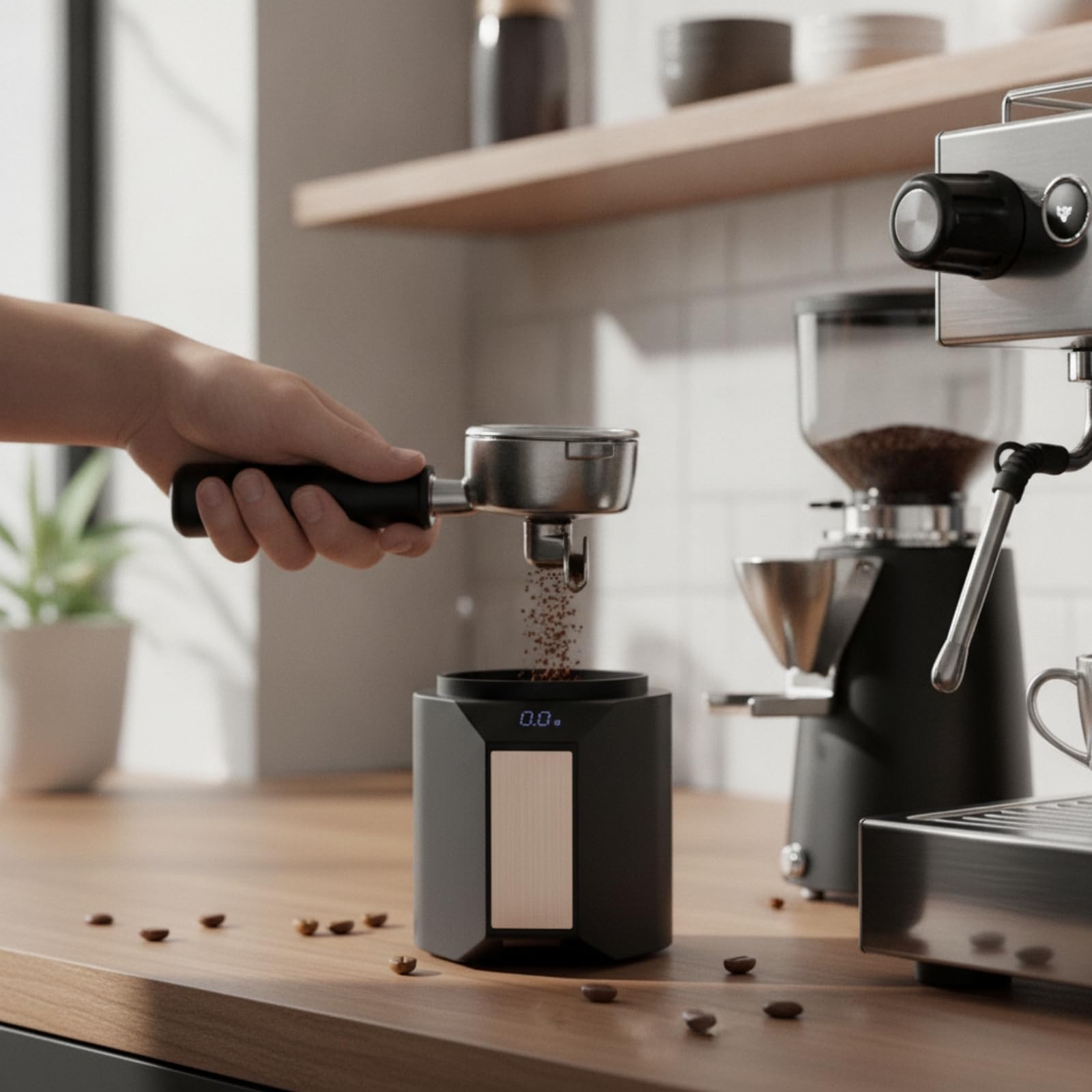rockible Taza Dosificadora con Báscula Preciso Vaso Dosificador con Báscula Compacto Taza Dosificadora Digital para Cafetería, Cocina