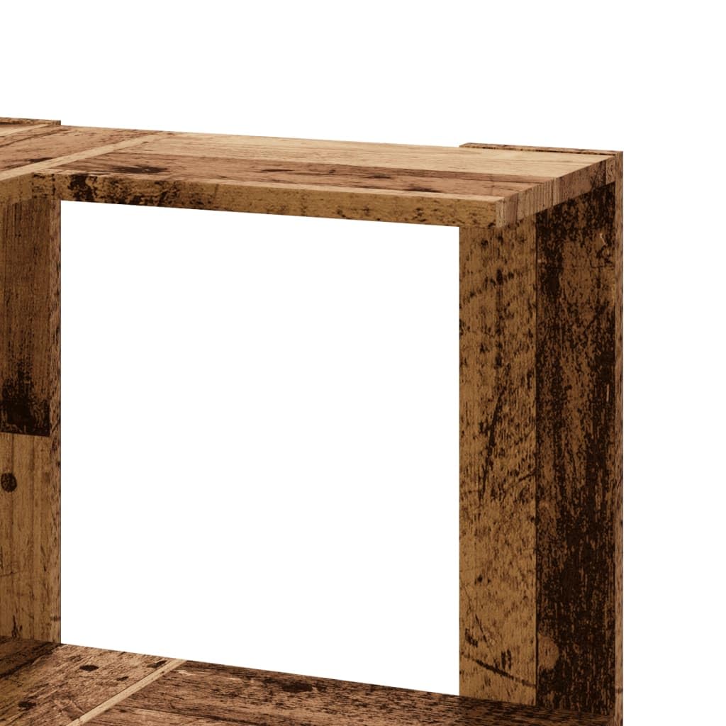 Libreria angolare a 3 ripiani, in legno anticato, 50 x 50 x 102