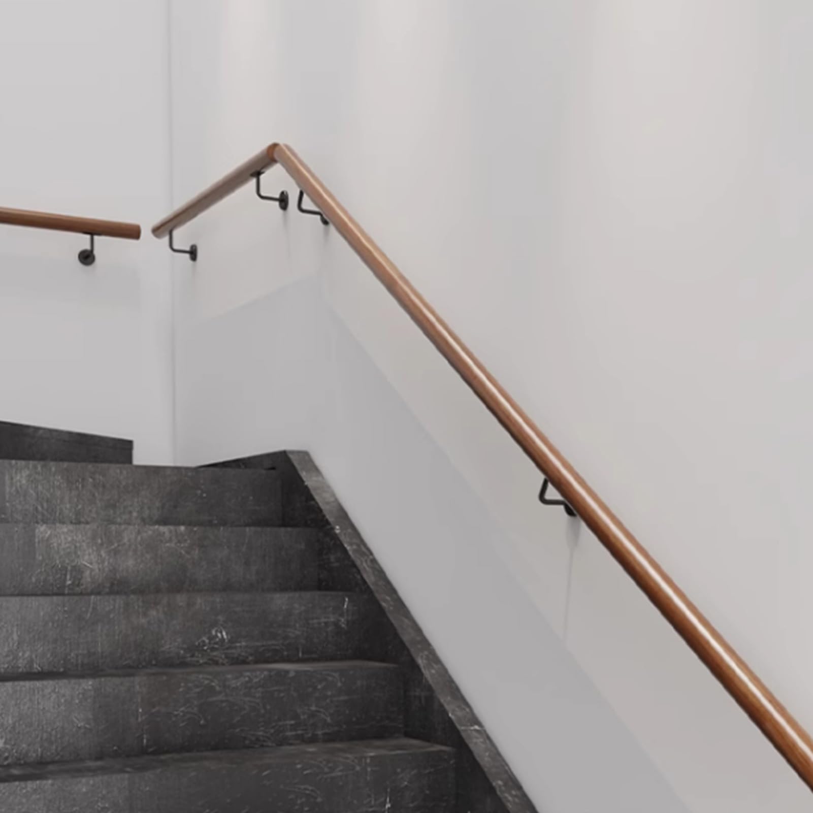 Pasamanos para Escaleras Interiores Exteriores Pasamanos de Madera Barandilla para Escaleras de Pared con 2 Soportes de Acero Inoxidable Asidero de Seguridad para Barandilla (40cm)