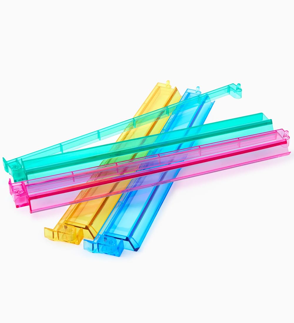 Mahjong Tile Rack & Pusher 4-Pack Acrylic All-in-One Tile Racks with Built-in Push Rods for American Mahjong Sets, No Assembly, Multi-Color Player Racks, Durable & Portable (Style-1)