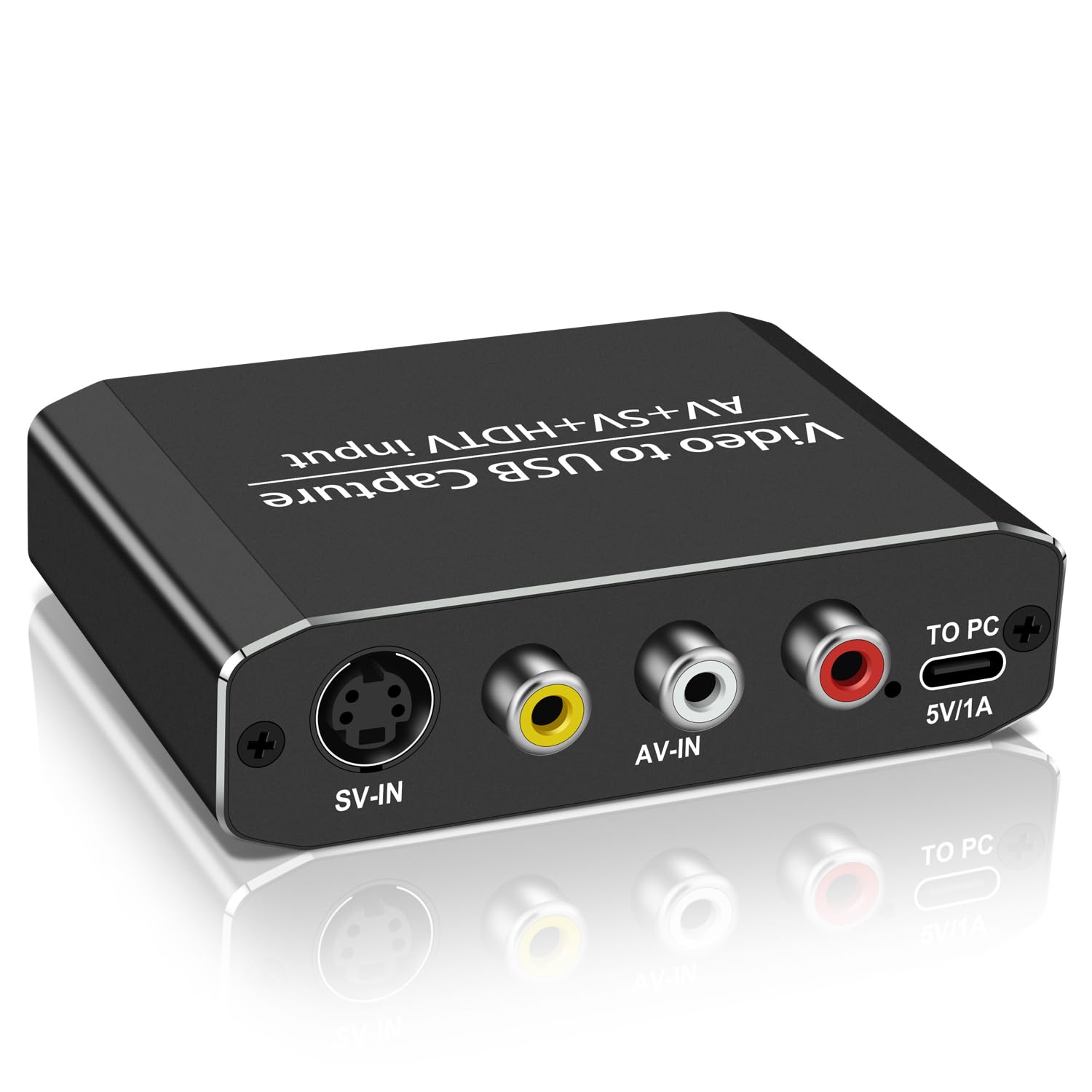 Convertitore da VHS a digitale e adattatore da RCA a HDMI, scheda di acquisizione audio video USB 1080P con loop out HDMI, RCA, S-Video, AV a USB-C per VCR, DVD, Hi8, PS2, Wii, Video8, Video8