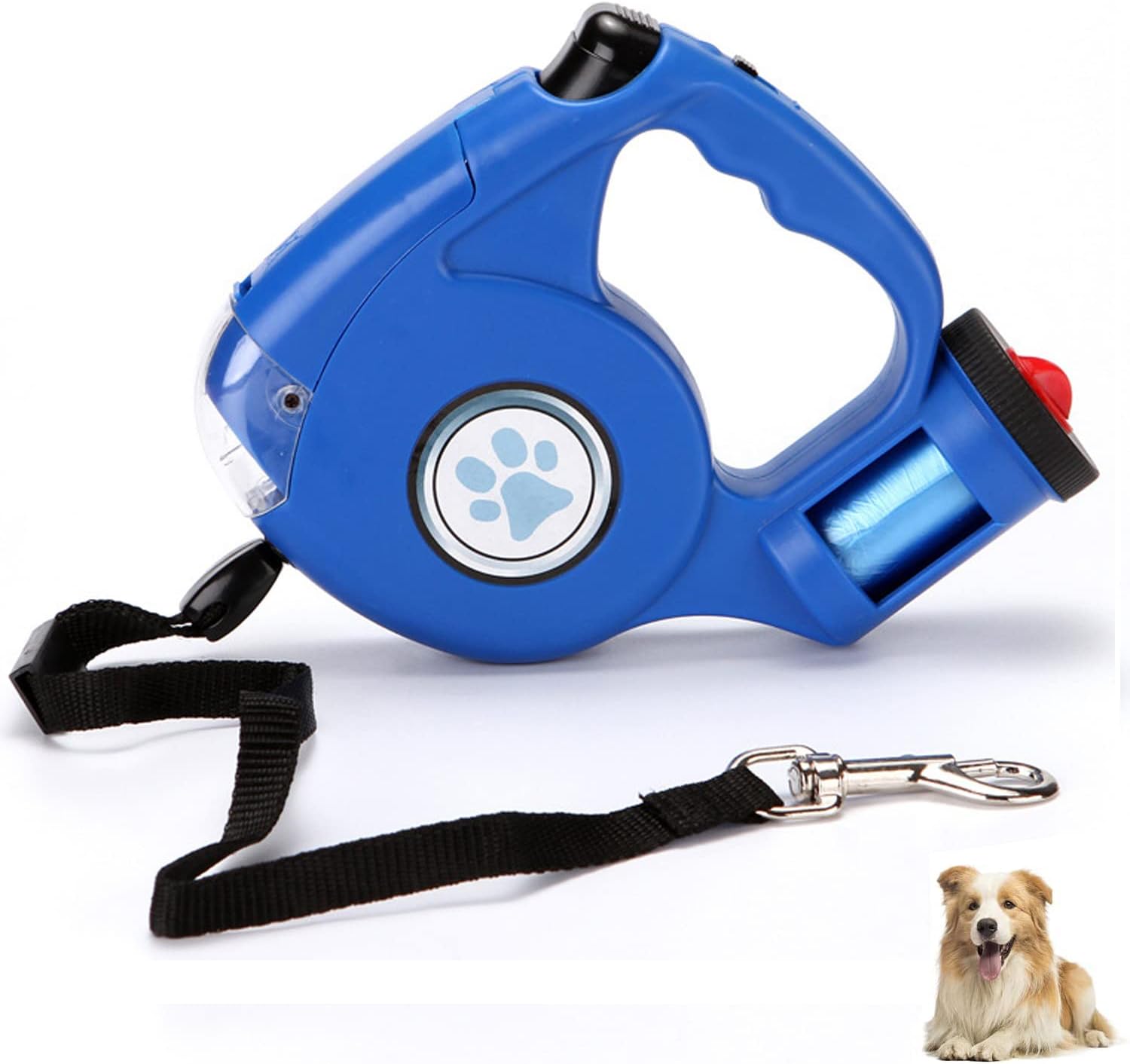 TriLine Dog Retractable Lead 5M, Dogs Walking Leash with LED Flashlight