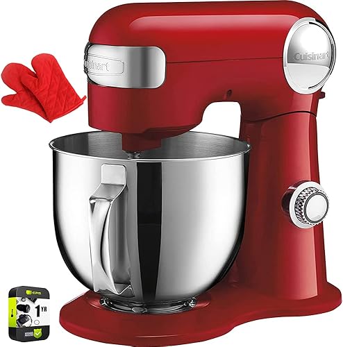 Cuisinart SM-50R 55 cuartos de galón mezclador rojo rubí paquete con Deco Chef par de guantes de horno resistentes al calor rojo y plan de