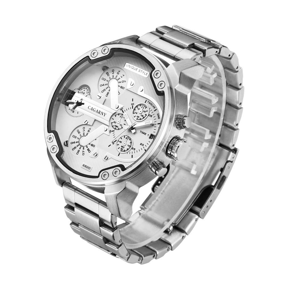 CAGARNY Men's Sporty, Quartz, Stainless Steel, Casual, Multi-functional Mechanical Watch, Stylish, Cool, Durable, Men's, Watch with Gift Box, Birthday, Valentine's Day, Father's Day Gift