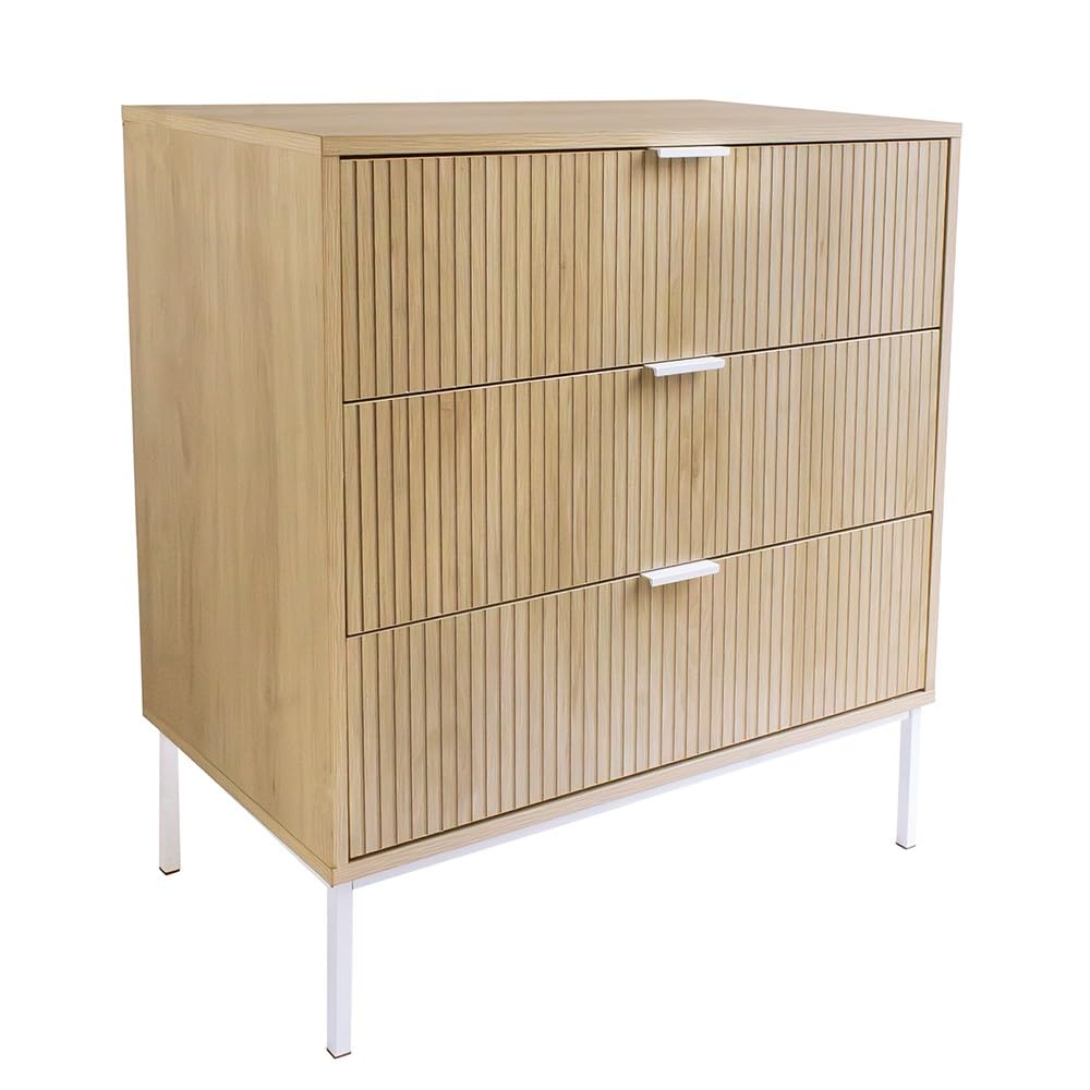 Box and beyond - Commode - 72 x 40 x 80 cm - Bois - 3 Tiroirs - Rangement - Salon, Salle à Manger, Entrée, Couloir - Style Scandinave et Naturel