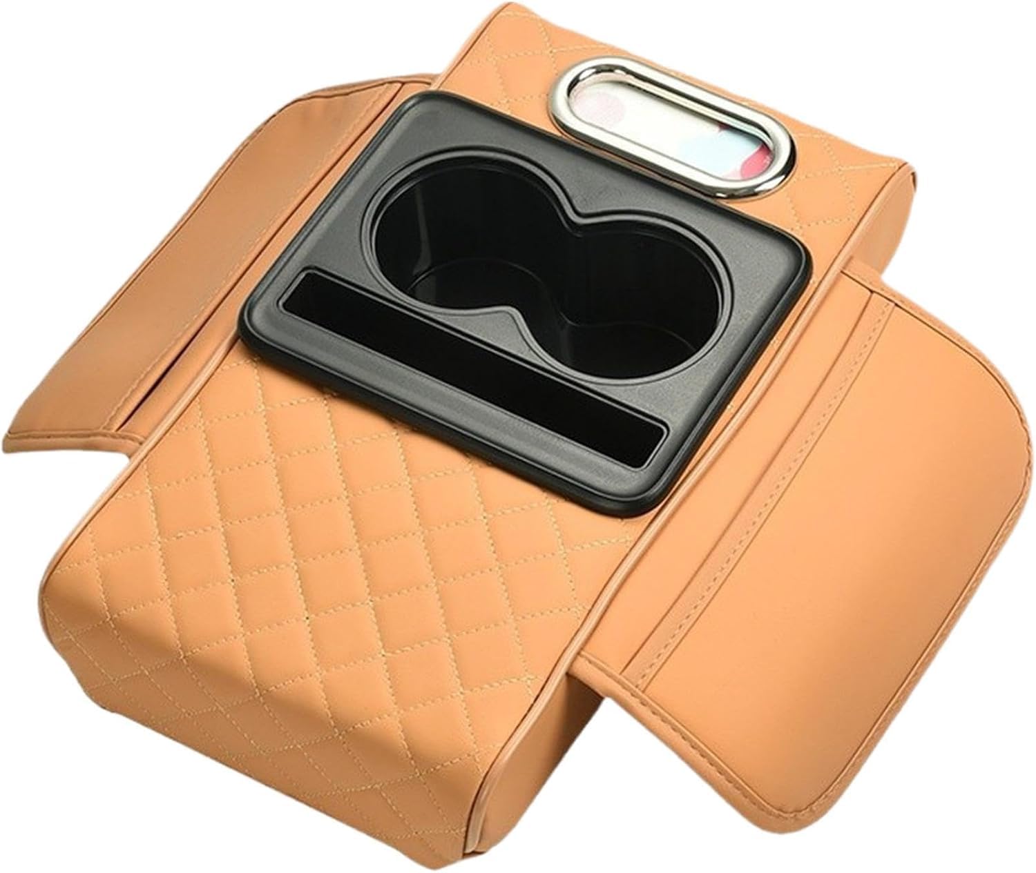 KSERFSC Car Centre Console Armrest Cover for Peugeot 3008 (T84/P84) 2009-2026, Memory Foam Cushion Pad with Storage Organiser Comfortable Interior Accessories,Orange