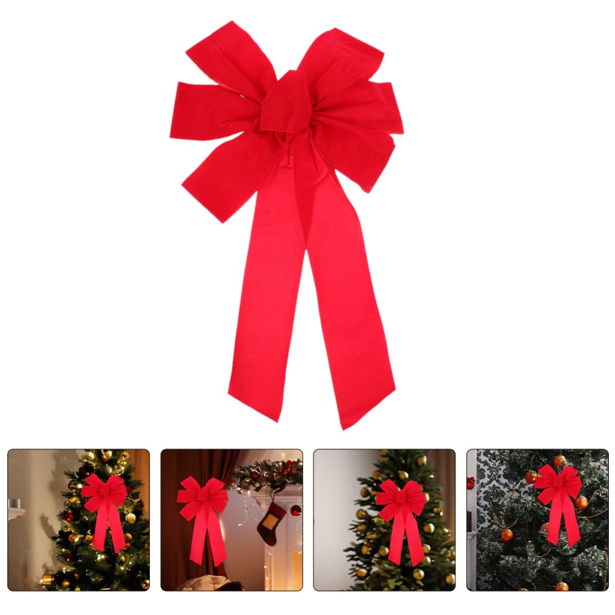 10piezas Lazo De Terciopelo Rojo Grande para Decoración De Puerta De Entrada Pared Valla Hogar Fiesta De Invierno Suministros De Decoración De Año