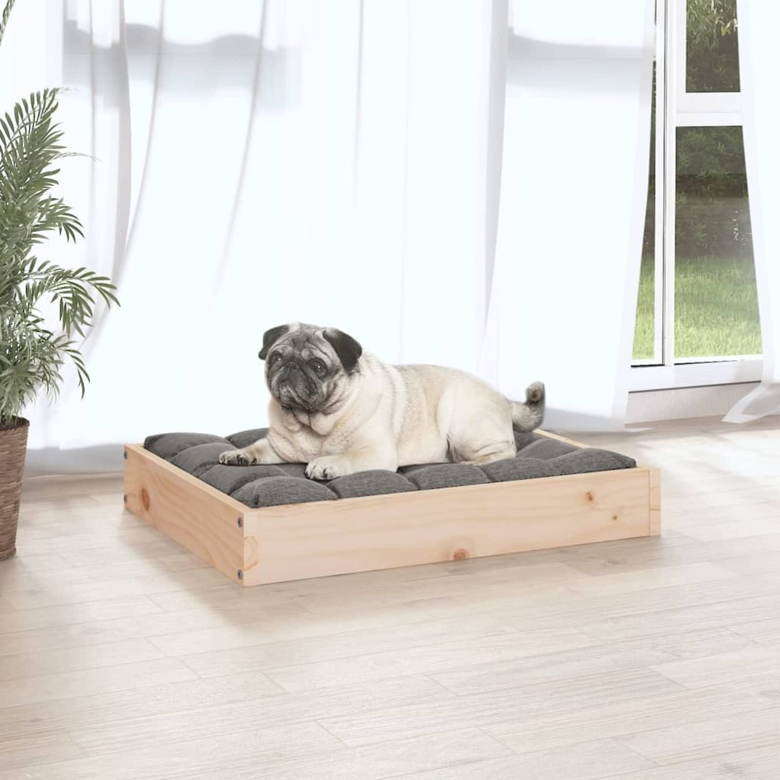 GuyAna Cama para Perros Madera Maciza de Pino Sofa para Perro 61,5x49x9 cm Cama para Mascota