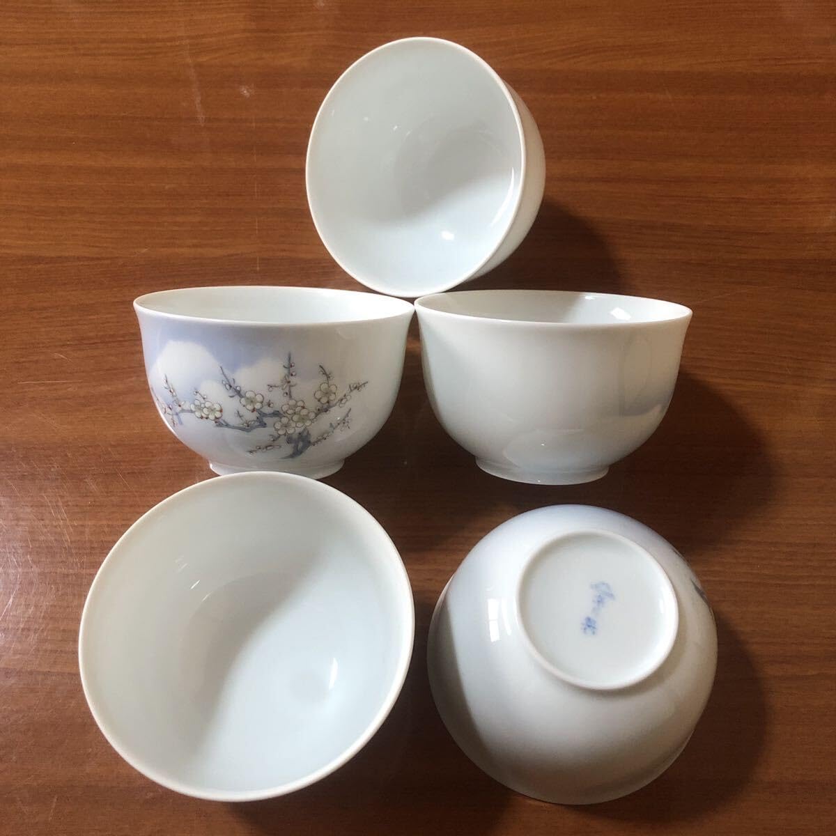 Amazon.co.jp: 深川製磁 茶碗 富士に白梅 富士山 梅 湯呑み デザート 
