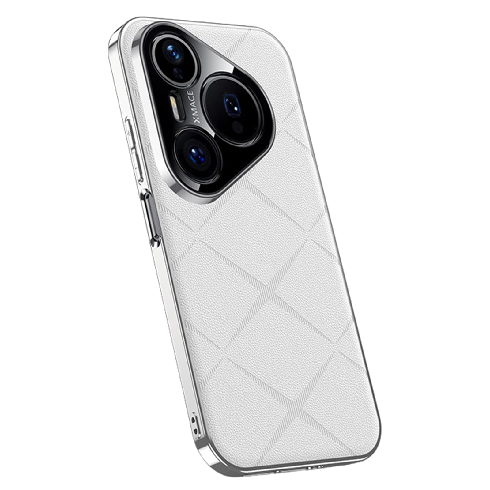MFAOSHI Slim Case for Huawei Pura 90 Pro Max/90 Pro/90, Stylish Business Electroplated Leather Cover All-inclusive Lens Protection Case,White,90 Pro