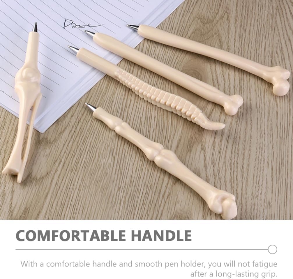 Operitacx 30Pcs Bone Shape Ballpoint Pens, 0.7mm Black Ink Creative Novelty Bone Pens for Doctor Nurses, Halloween School Office Supply