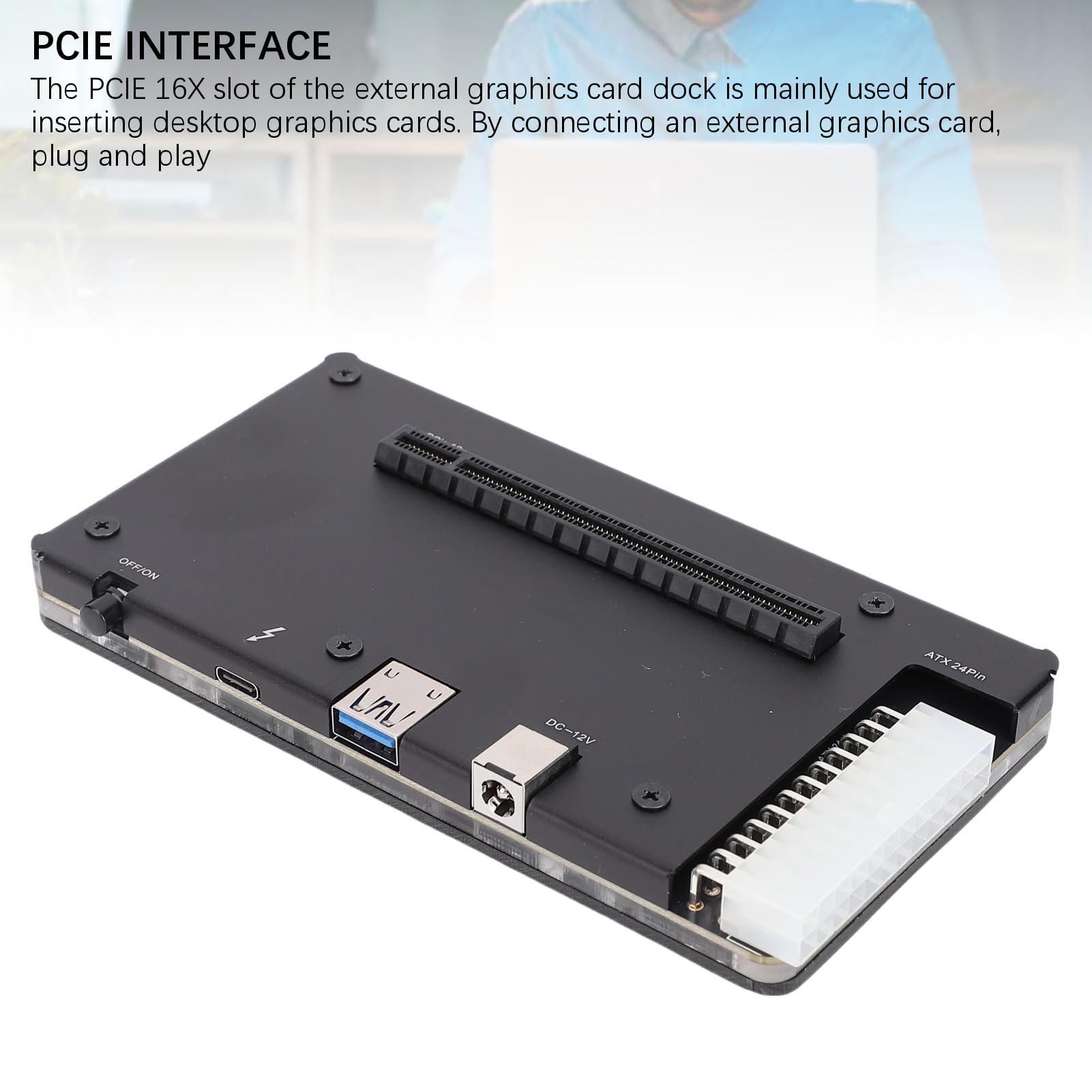 XUMIUZIY Zewnętrzna Doka GPU, 4 EGPU OBUDOWANIE PCIE 16X Glotka dla Kart Graficznych, z Kablem 1M na Laptopy Małe Komputery i Konsole Ręczne