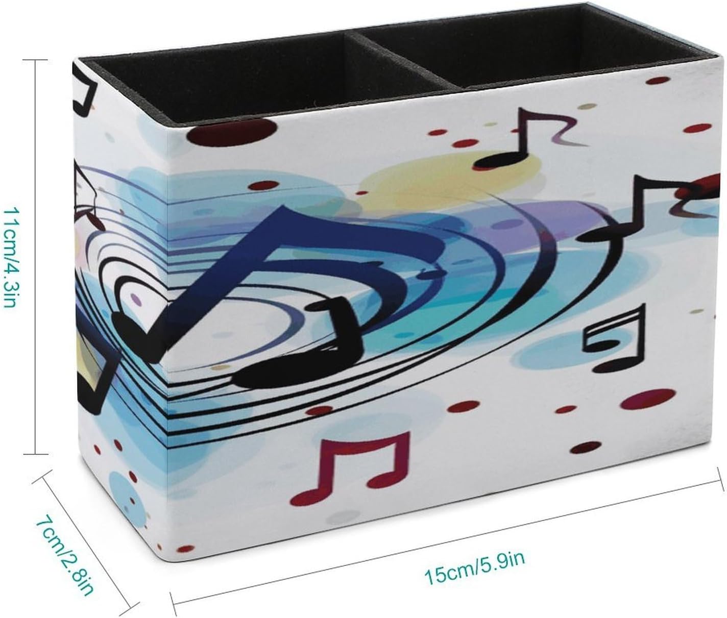 YHNNH Polka Dot Music Note Square Pen Holder And Pencil Cup Stand, Makeup Brush Holders for Desk Accessories,Workspace Organizers for Home School Office. image 2