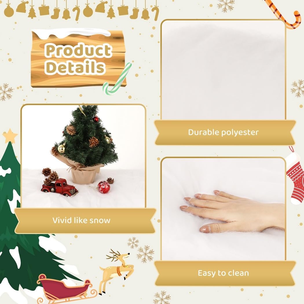 Faux Snow Blanket Roll, Festive Winter Decor, Artificial Snow for Christmas Tree and Table Settings, Home and Event Decoration
