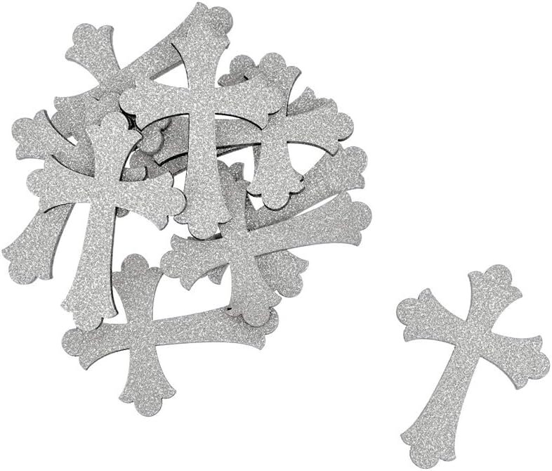 Homeford Small Glitter Wooden Cross Cut-Outs, 1-3/4-Inch, 10-Piece (Silver)