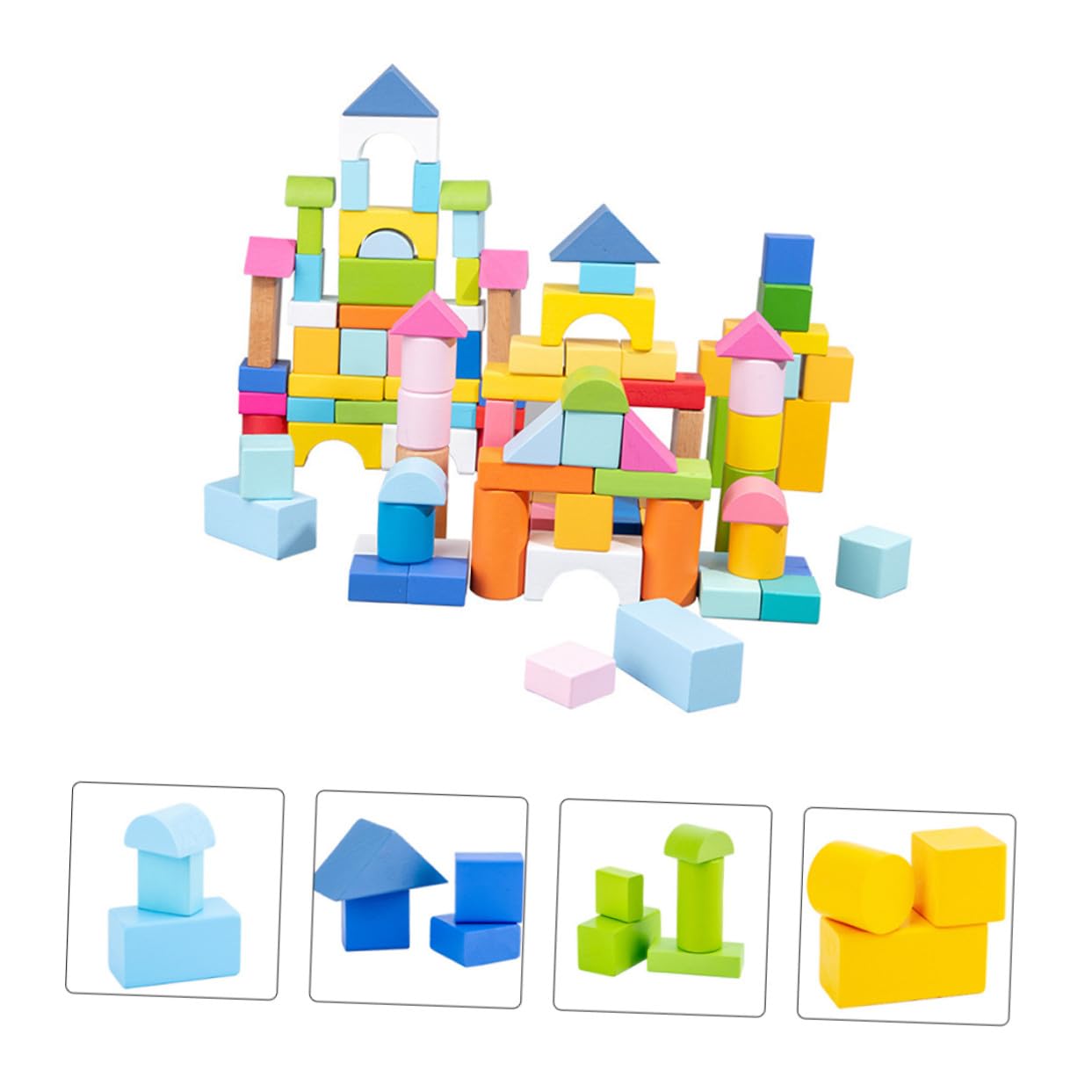 Abaodam Gioco Educativo per Bambini 100 Pezzi di Blocchi in Legno Geometrici, Sicuri e Levigati a Mano per Mani dei Bambini, per Imparare Giocando