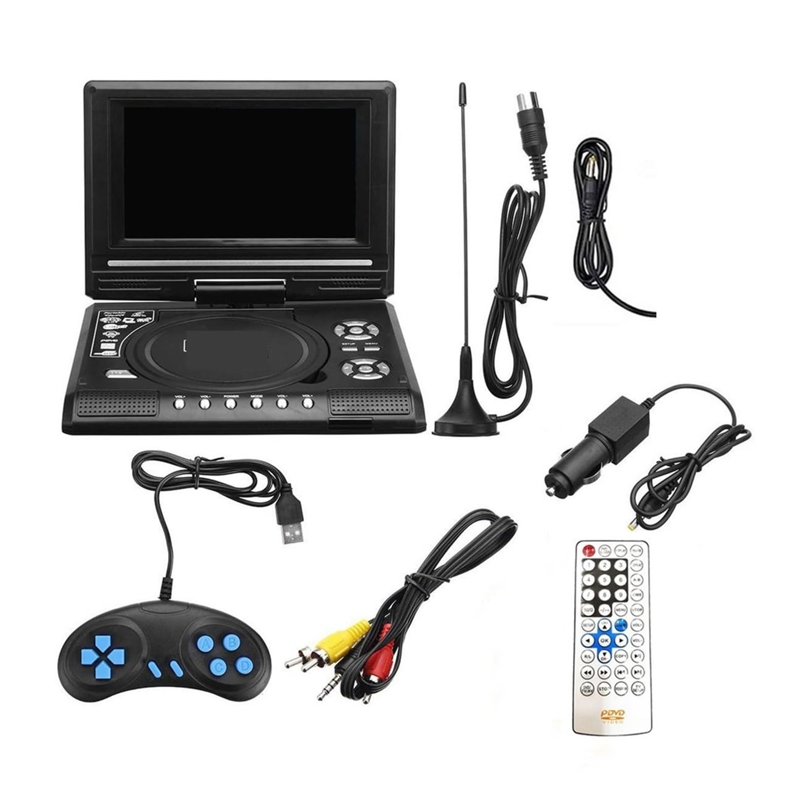 Lettore DVD multimediale automobilistico schermo da 7,8 pollici Portatile ad alta definizione Vcd Mp3 Dvd Usb con TV/FM USB per auto e bambini