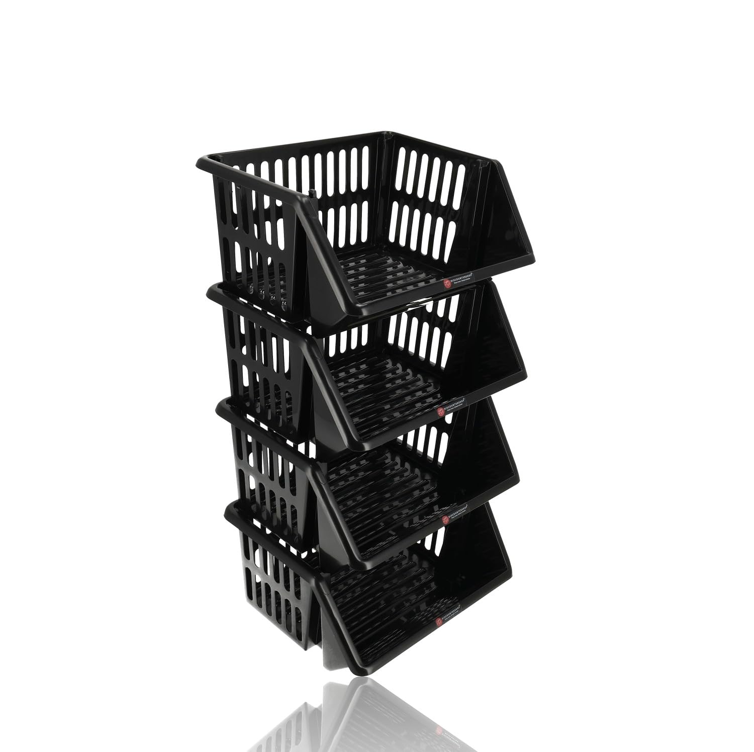 Juego de 4 cestas de verduras y frutas de metal negro para almacenar patatas, cebollas y latas