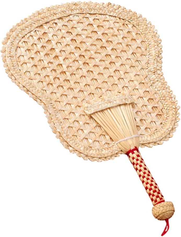 Cabilock 2pcs Handmade Knitted Cattail Leaf Fan Elegant Portable Cooling Handheld Fan for and Beach Decor Unique Natural Straw Weaving Design Lightweight and Easy to Carry