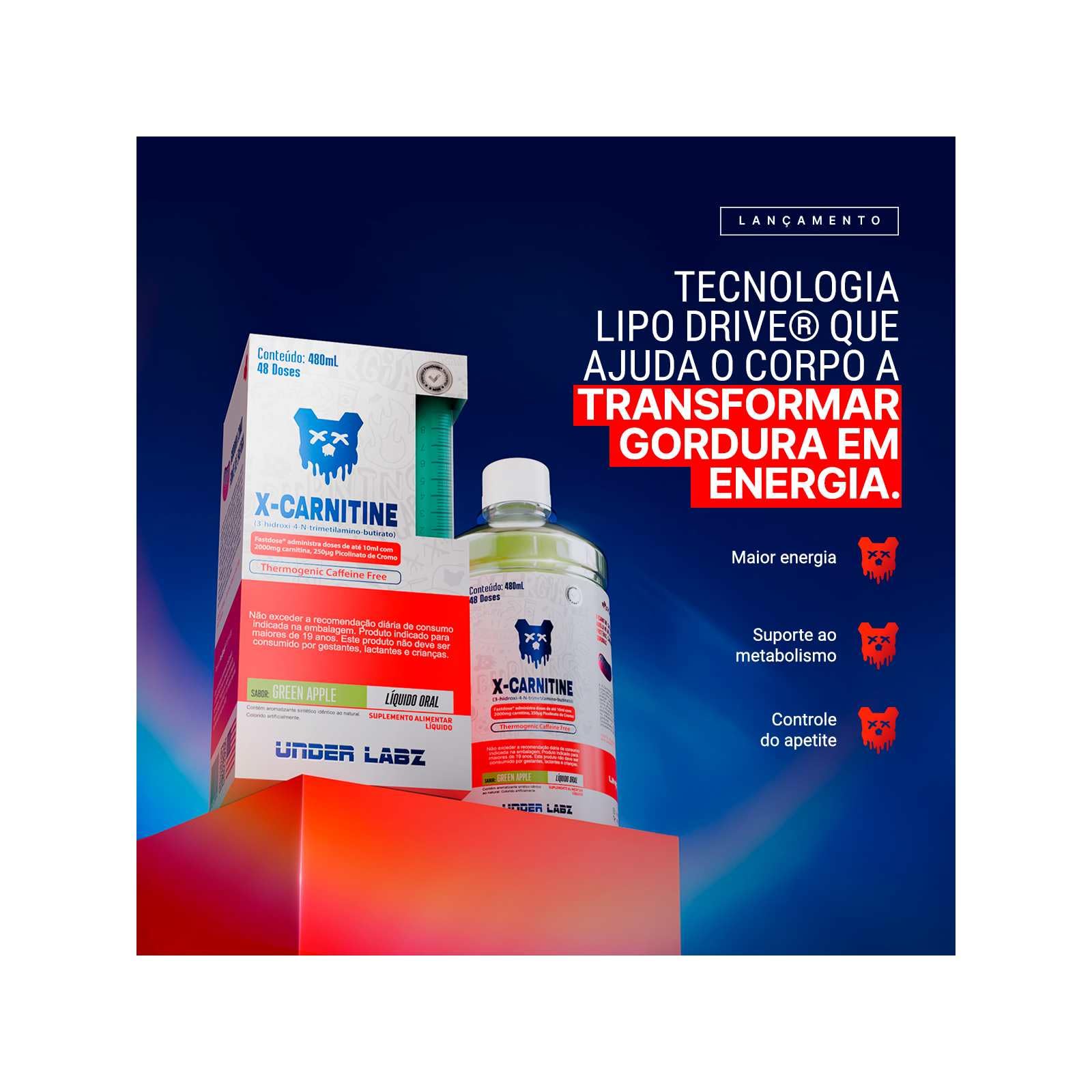 l carnitina under labz X-Carnitine Lipo Drive | Under Labz | Linha Essentials (480ml) – 48 doses |  L-Carnitina Líquida, Energia e Foco Metabólico – Suplemento para Definição  e Performance Diária (480ml (48doses), Yellow Fruits)