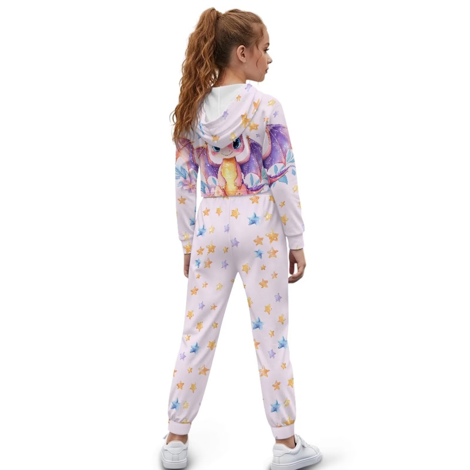 Dziewczęcy dres treningowy, 2-częściowy strój do zabawy, crop top, bluza z kapturem, dla dziewczynek, zestaw sportowy