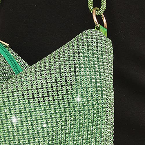 Sac chic et brillant vert avec strass, style hobo de soirée - 6