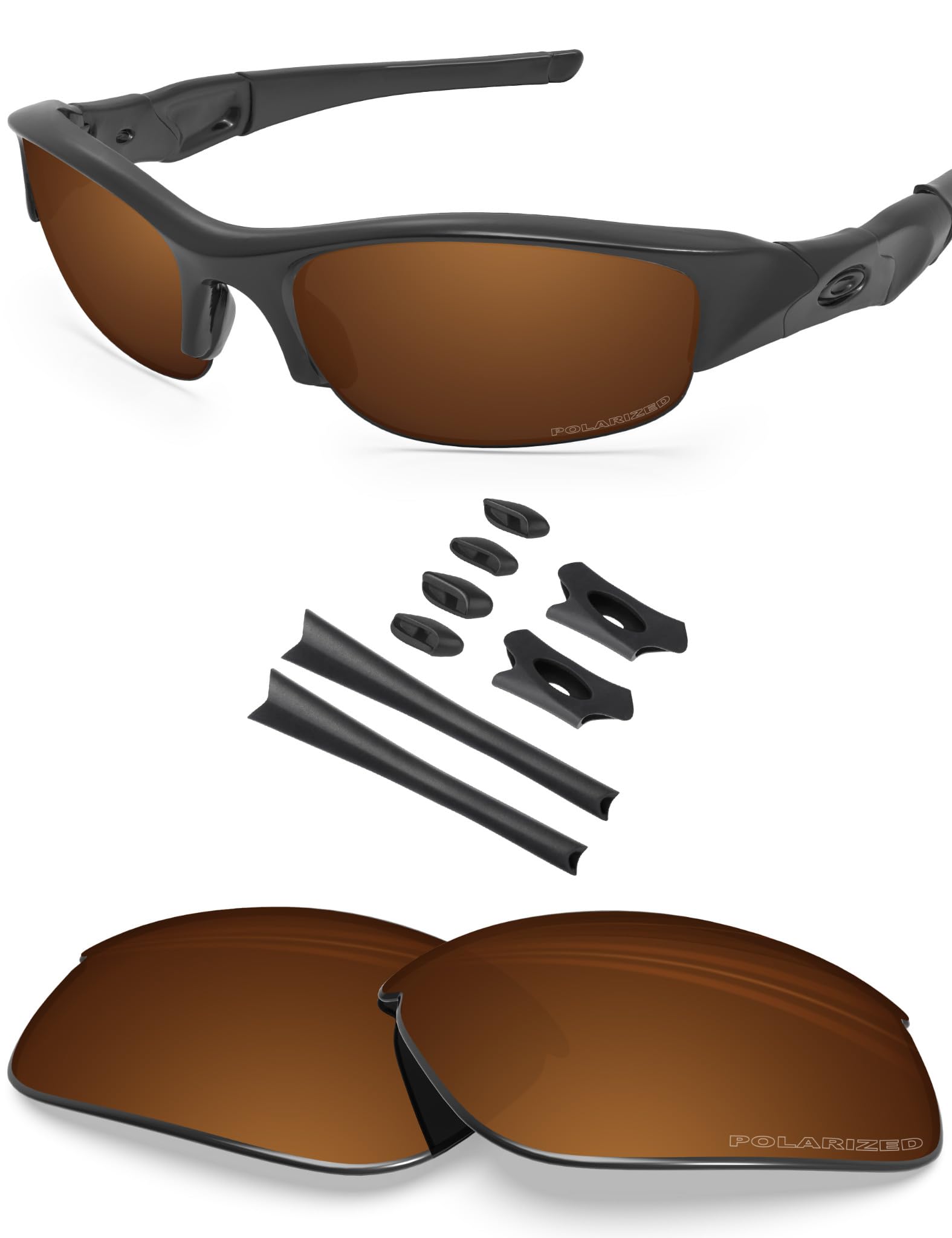 BlazerBuck Anti-salt Polarized Replacement Lenses & Sock Kit for Oakley Flak Jacket - Amber