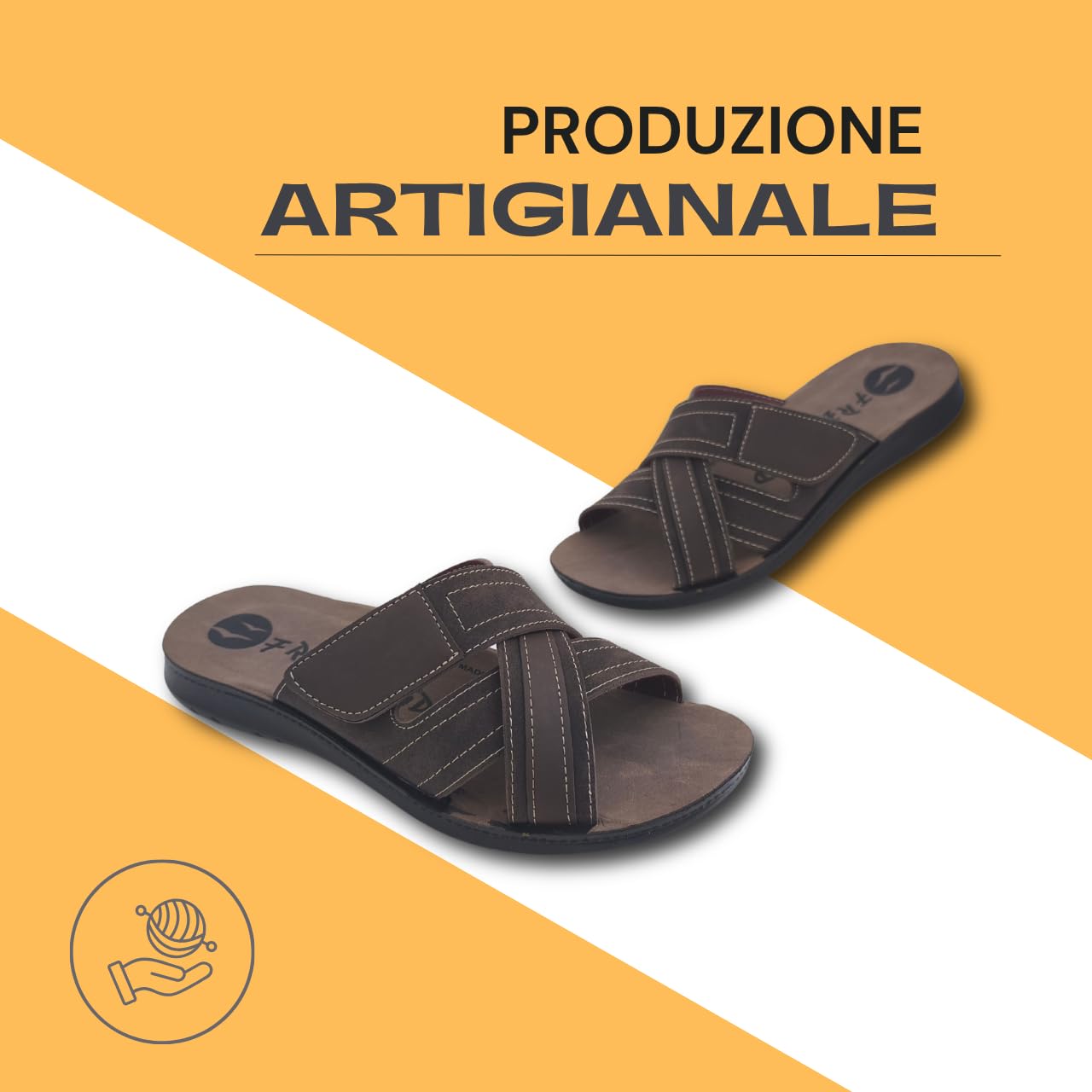 Freeland Chanclas para hombre de verano de piel, sandalias de cuero para playa, playa y casa, zapatillas abiertas y súper ligeras
