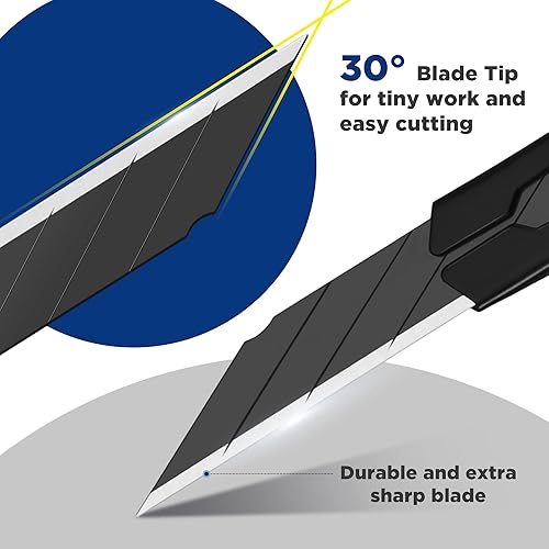 Miniatura 5 de WORKPRO Cuchillo utilitario de alta calidad, hoja retráctil a presión, juego de cortador de caja de aluminio resistente, cuchillos de afeitar Exacto