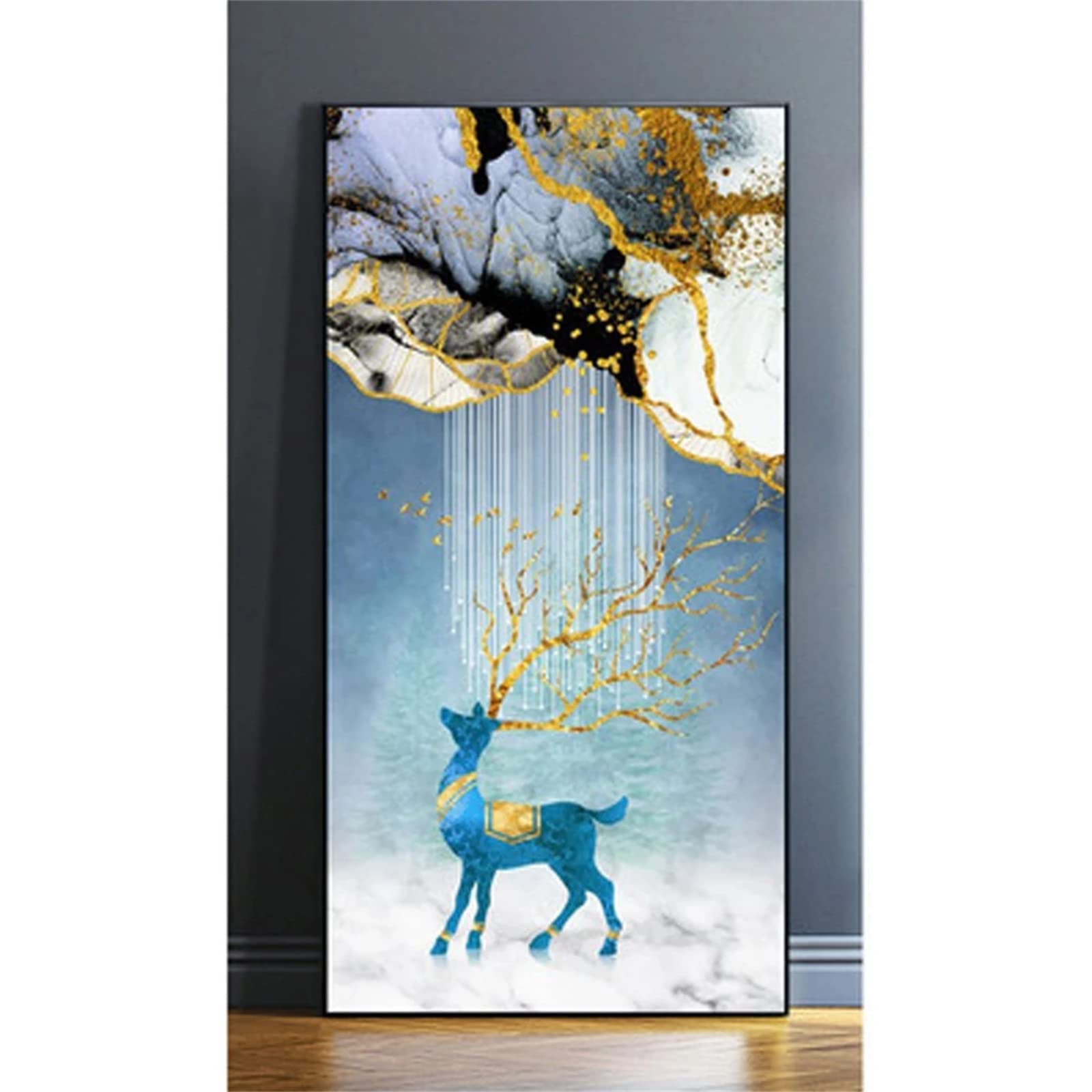 DIY zestawy do malowania diamentami 5D, pełne wiertło diamentowy obraz dla dorosłych i dzieci, kryształ górski haftowanie obrazy do dekoracji ścian domu - 70 x 140 cm (27 x 55 cali (abstrakcyjny jeleń)