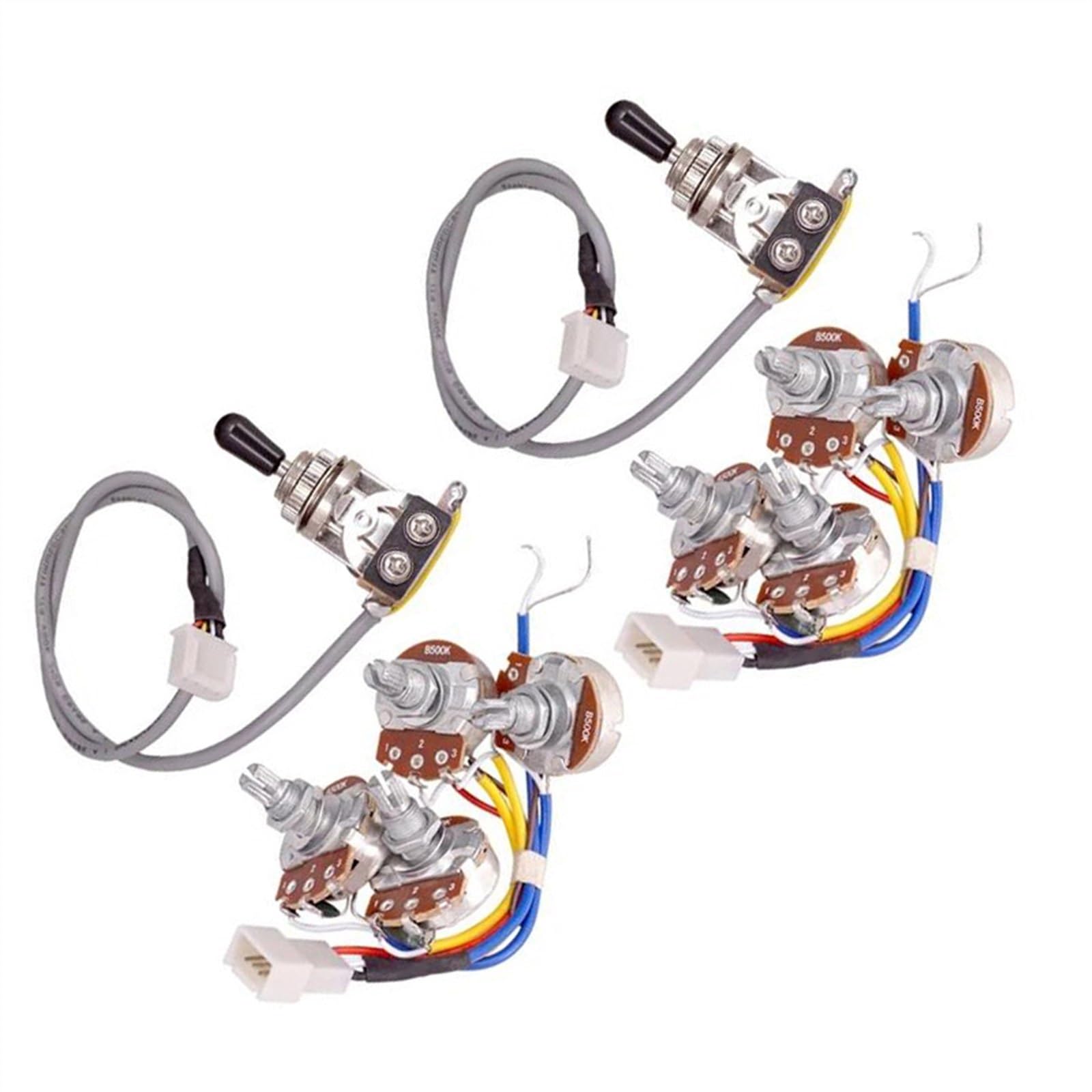 Arnés de cableado de piezas de guitarra 2X Pastillas De Guitarra Eléctrica LP Circuito De Cableado Arnés 2T2V 500K Potenciómetros Interruptor De 3 Vías Para Guitarra