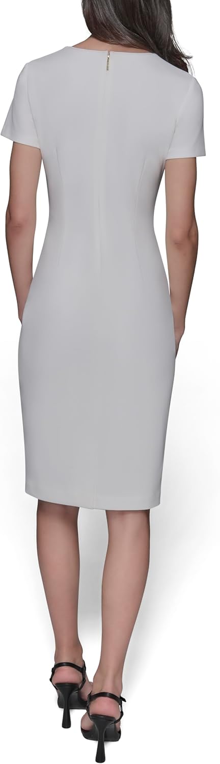 KARL LAGERFELD Womens Short Sleeve Crew Neck Scuba Crepe Midi Dress - Image 4