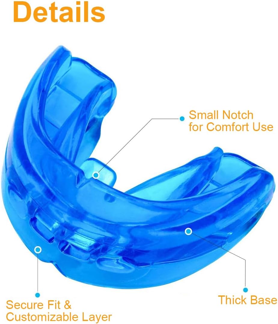 Coolrunner Double Braces Mouth Guard, Sports Athletic Mouth Guards Youth Mouthguard for Upper and Lower Teeth Protection Required for Youth, Teenager and Adults (Blue) (Blue+Transparent) : Health & Household