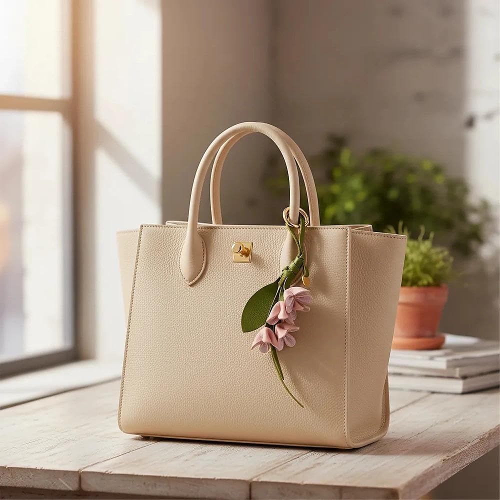 LRTJ Boho PU Leather Flower Keychain,Cute Bag Charms for Handbag,Purse Charms for Tote Bag for Women - Image 9