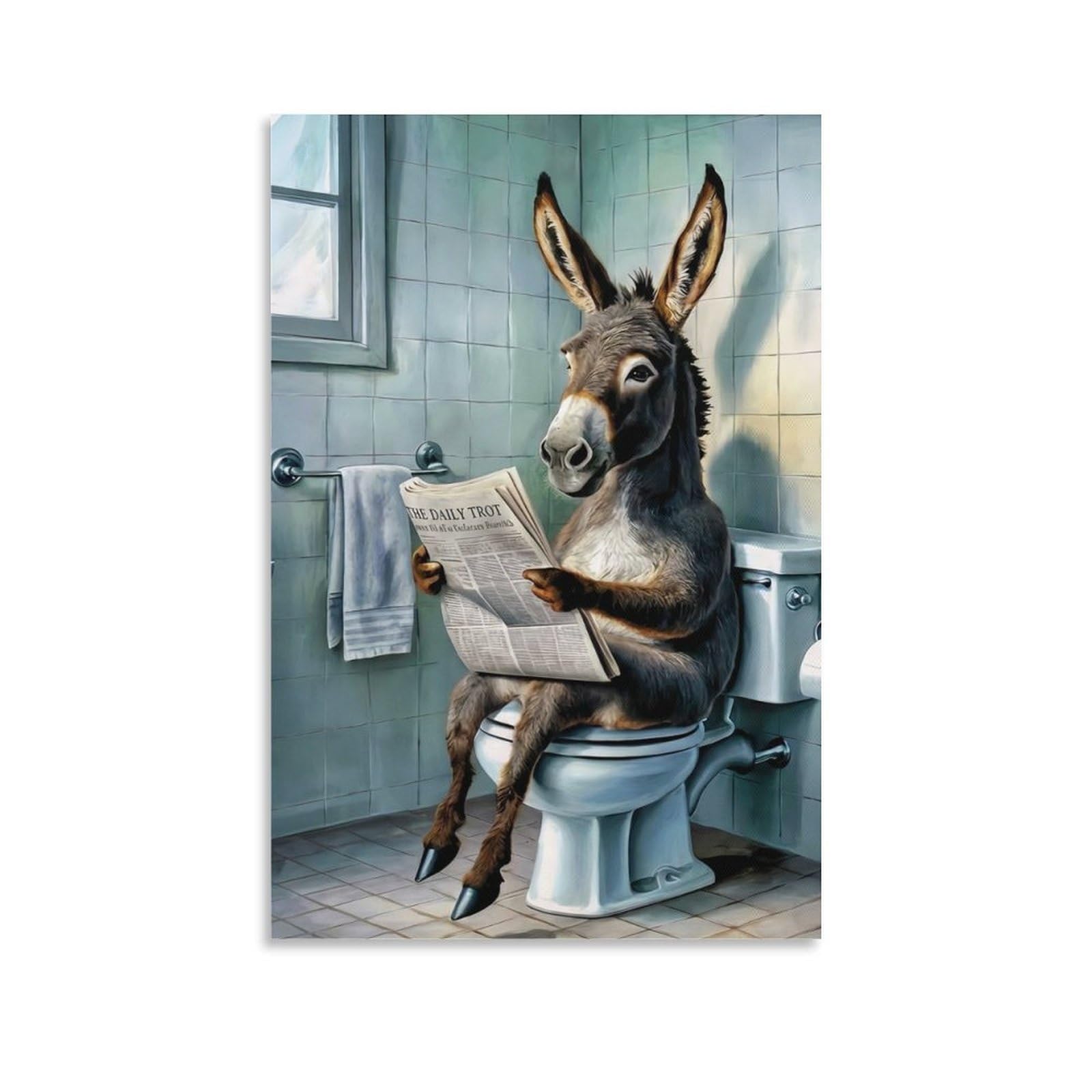 DHBANEIOK Donkey Reading Newspaper Wall Decor Poster Giclee Canvas Prints Modern Wall Art Picture Wall Hanging for Office Gym Living Room Decor 12x18inch(30x45cm)