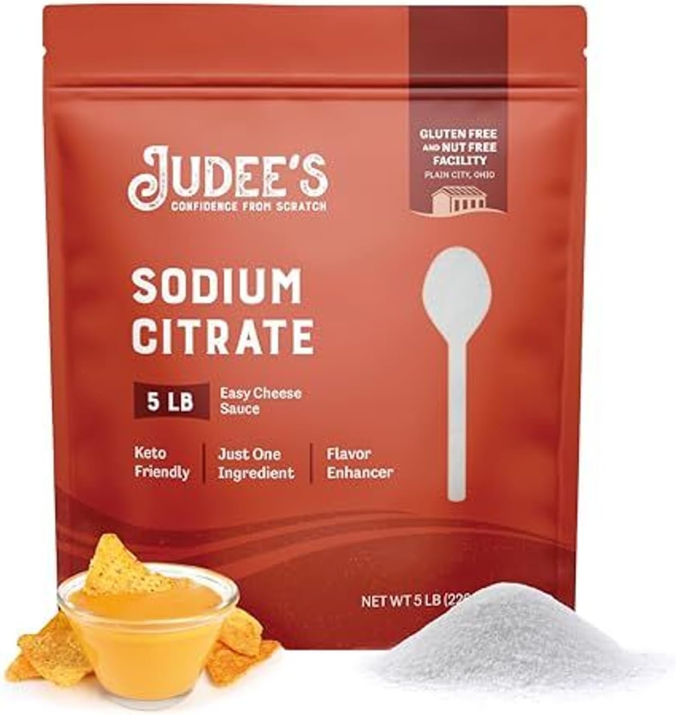 Judee's Gluten Free Sodium Citrate 5lb - Non GMO, Food Grade - Easy to Dissolve, Excellent for Creating Nacho & Queso Cheese Sauces - Spherification and Molecular Gastronomy Cooking