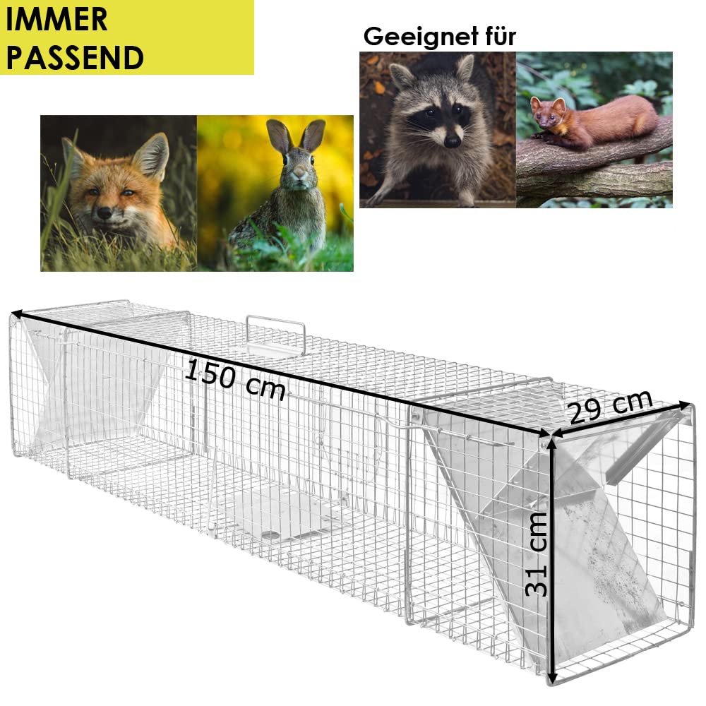 Petigi Lebendfalle Marder Rattenfalle Lebend Wiesel Garten Kaninchen Abwehr Umsiedeln Falle Haus Waschbär Fuchs Zubehör Vertreiben Dachboden 150 x 31 x 29 Heavy