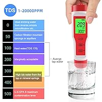 Vista 6 de Medidor de PH 4 en 1 Gomass 0.01 Probador de pH de alta precisión digital para agua TDS/EC/Temp/PH Pen