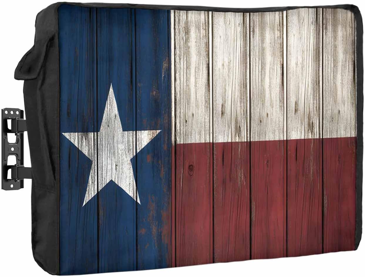 32" Farmhouse Style Outdoor TV Cover - Waterproof & Weatherproof With Texas Star Design, Remote Pocket