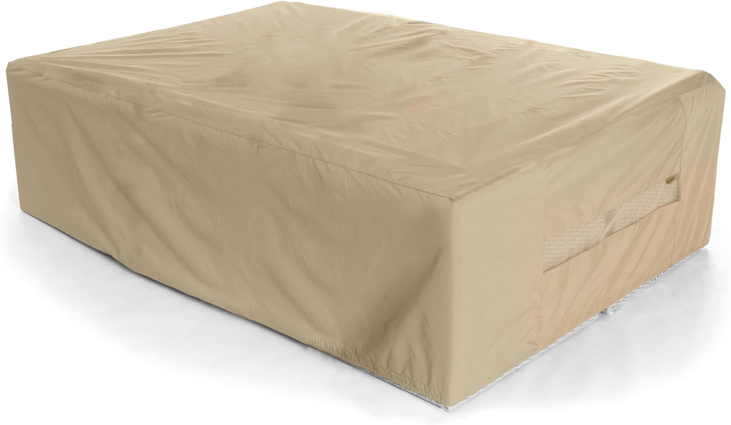 Outdoor Sectional Set Cover - Water Resistant Polyester, Drawcord Hem, Mesh Vents, Seating and Chair Covers, 138W x 68D x 30H, Khaki