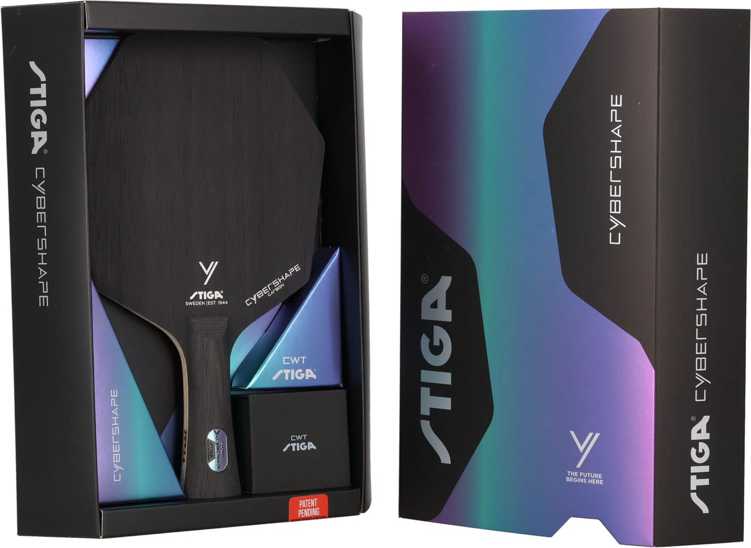 STIGA 1602020235 Table Tennis Shakehand Racquet, Cyber Shape, Carbon, CWT Flares