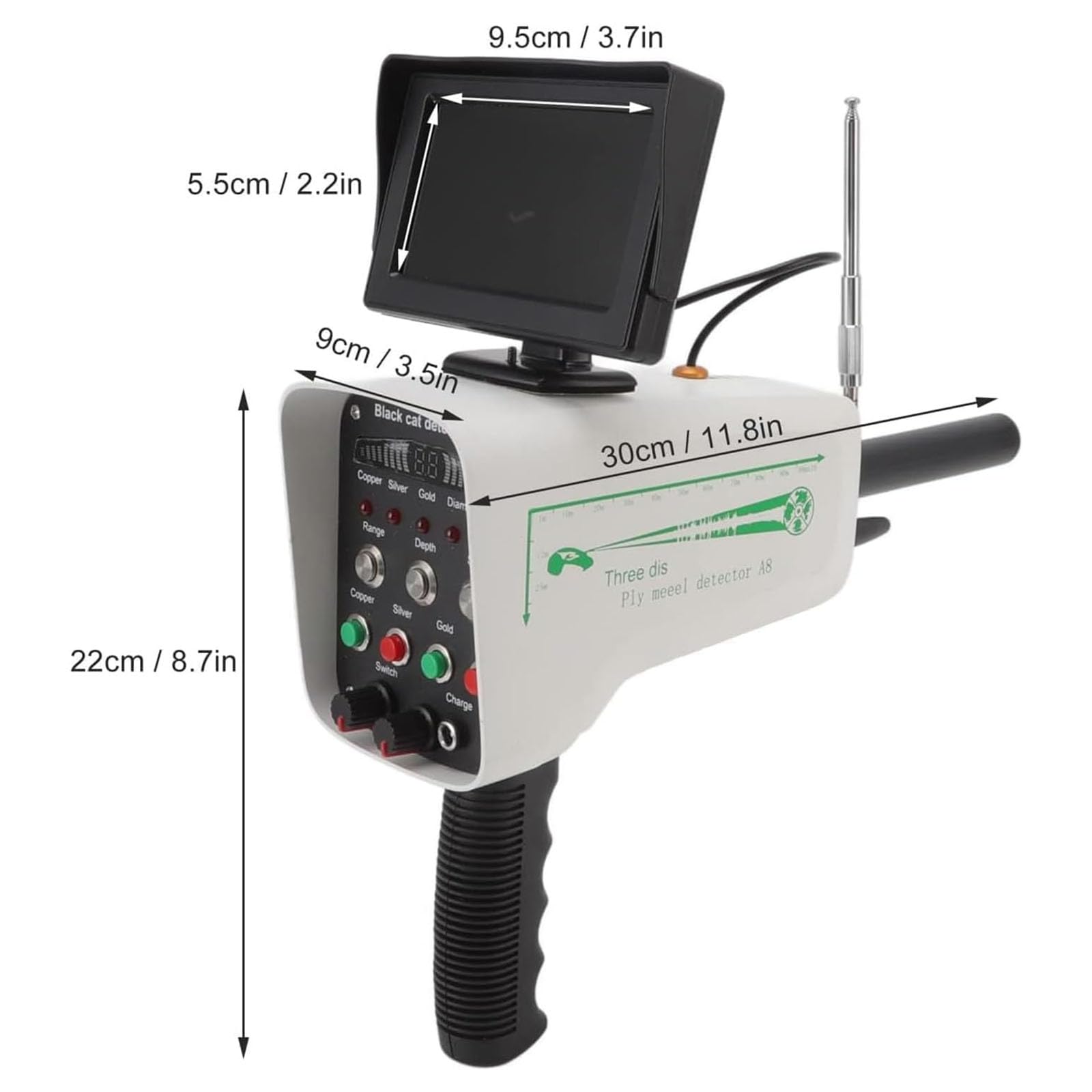 Detector De Metales Subterráneo Profesional con Escáner, Modo De Precisión, Alcance De 1000 M Y Profundidad De 30 M con Pantalla LED, para Cobre, Plata, Oro Y Diamantes
