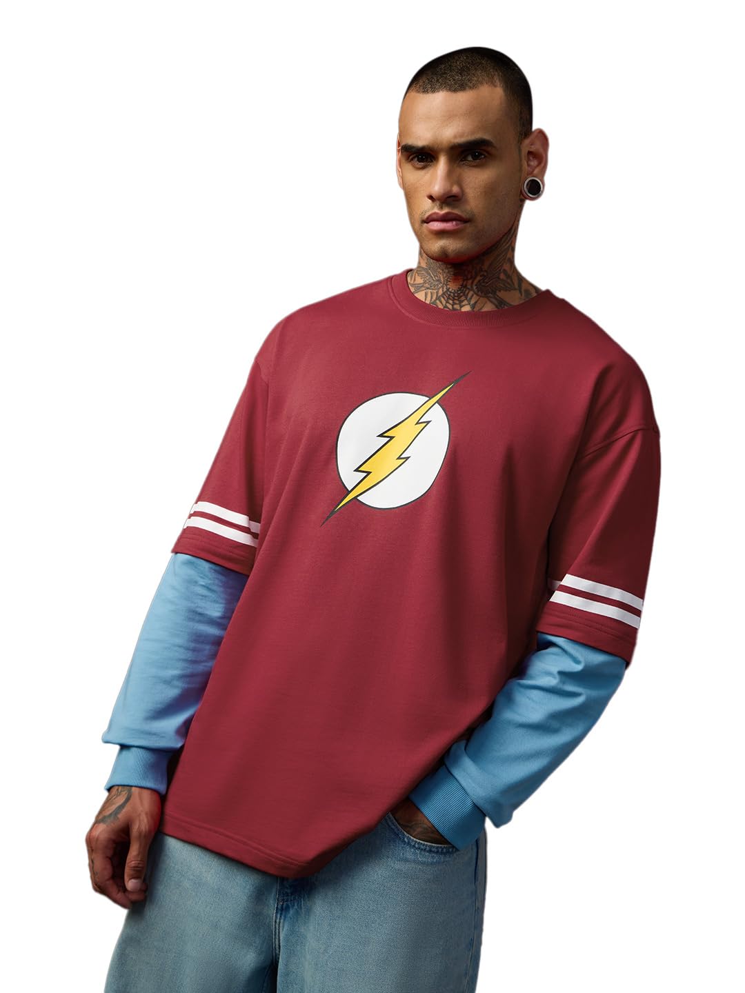 The Big Bang Theory: Sheldon Cooper Men and Boys Long Sleeve Round Neck Red Graphic Printed Casual Lightweight Drop Shoulder Streetwear Trendy Oversized Full Sleeve T-Shirts-image-33
