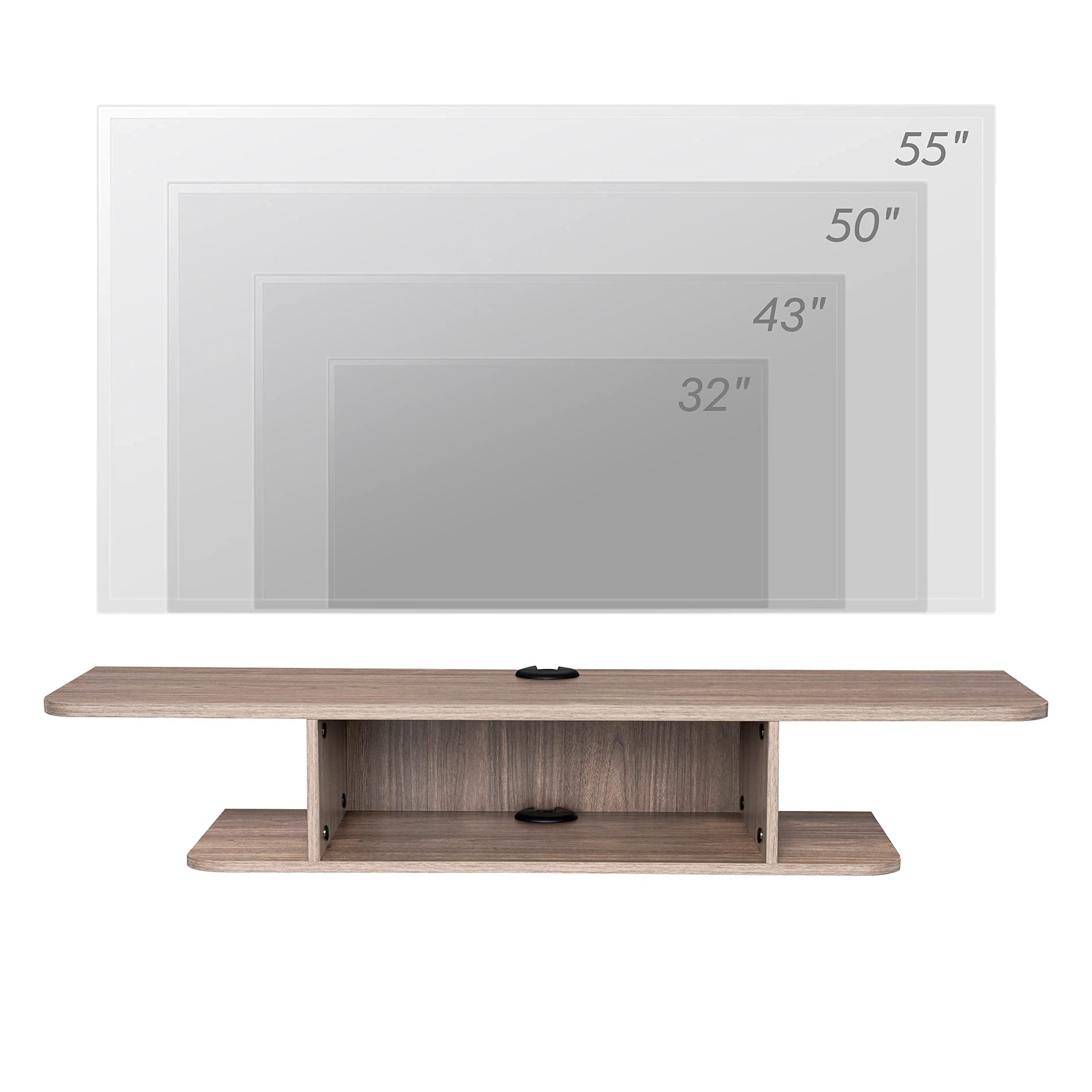 FITUEYES Floating TV Stand Wall Mounted Wood Media Console White Wall