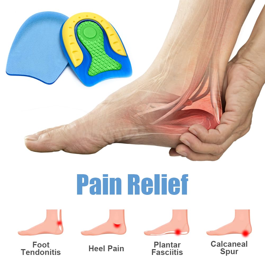 Pack de 4 Taloneras para Zapatos,Aliviar el Dolor Talonera de Silicona,Reducir los Golpes,Plantilla de Gel para Talón Transpirables para Confort al Caminar,Hombre y Muj,Talla L (40-46)
