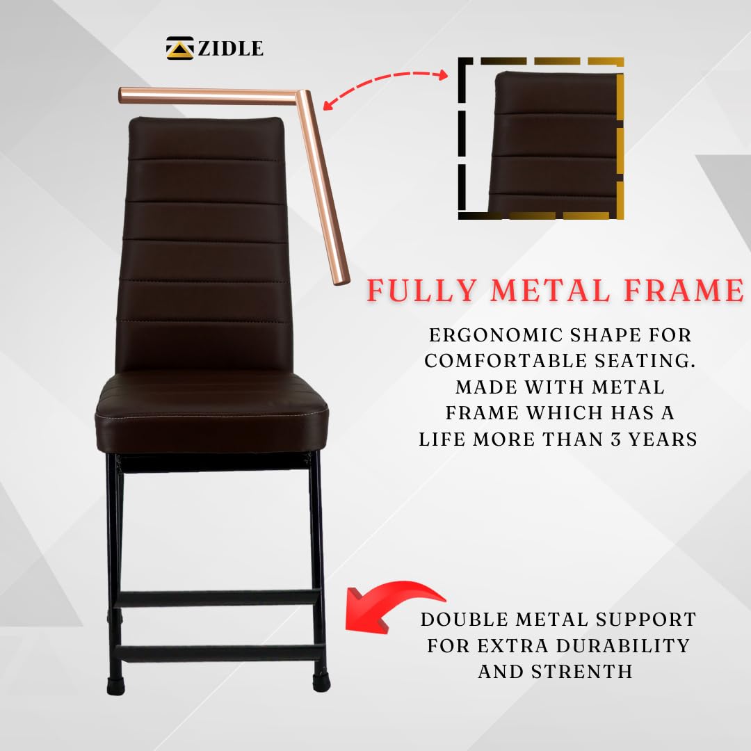 CLASSELA Zidle Bloom Dining Chair Model for Living Room Set of 2 Piece | Cafeteria | Home | Bedroom | Restaurant | Scratch Proof/Anti Skid Rubber Bush | 1 Year Warranty (Coffee Brown Premium Rexine) 2