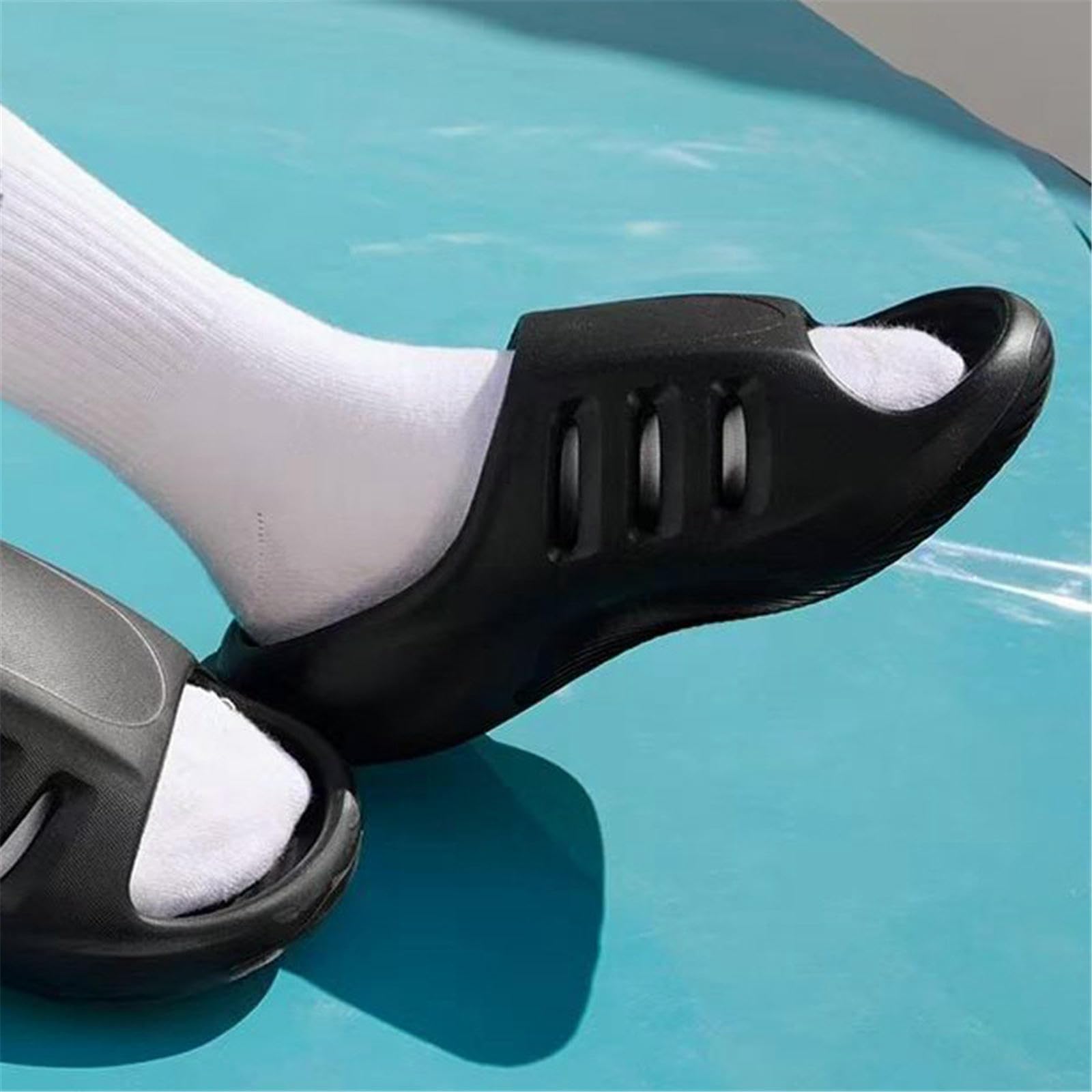 Claquette Hommes Slippées De Merde Et Sandales pour Femmes Couples Toppons Chaussures Plage-noir-38-39 Longueur La Chaussure 255 Mm