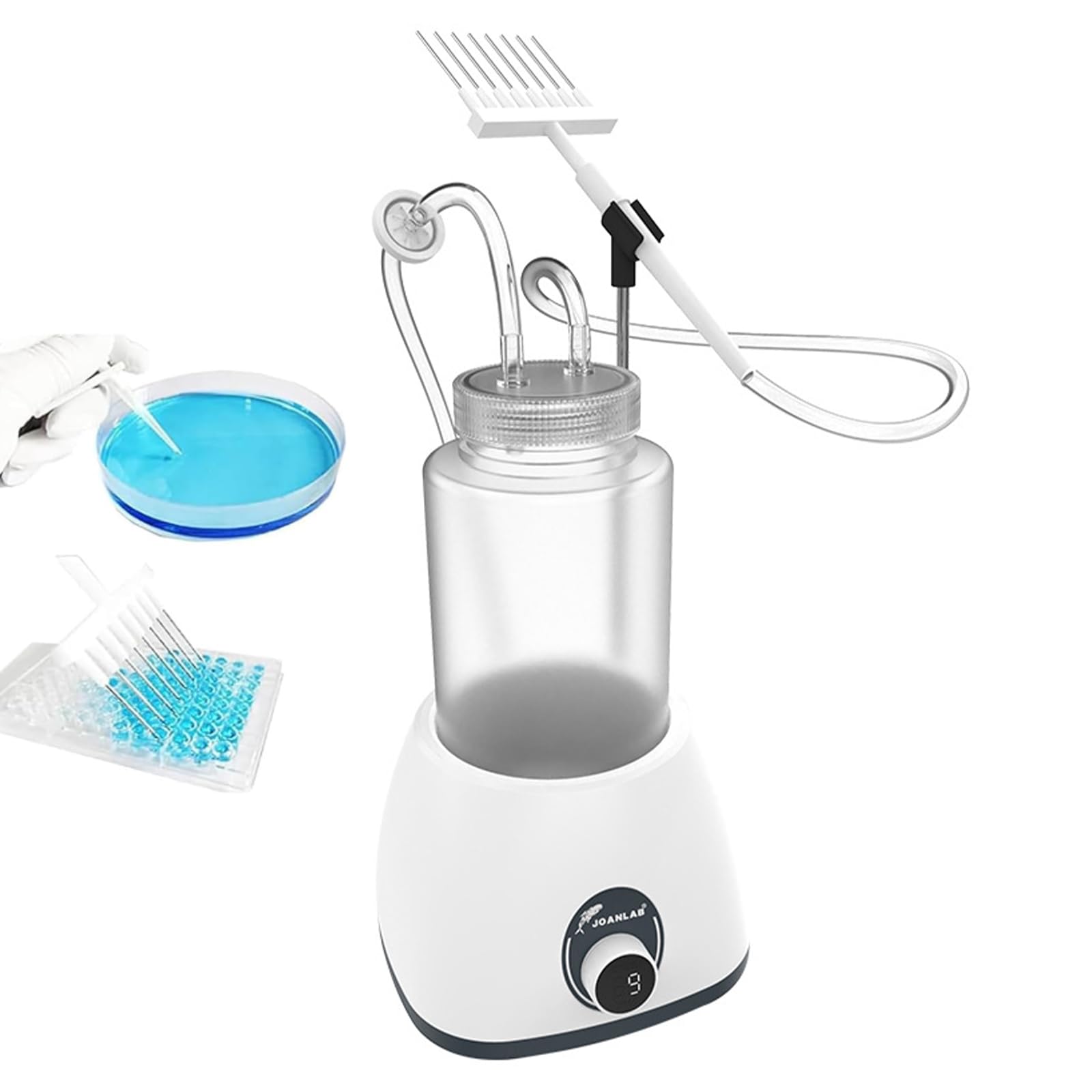 Laboratoryjny Recykler Cieczy z Aspiratorem Próżniowym | Pojemność 1L, 9 Regulowanych Prędkości, Pokrętło z Wyświetlaczem Cyfrowym, Płynna Praca, do Nauki i Badań Naukowych(white)