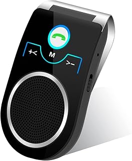 Bluetooth 5.0 Car Speaker, Wireless in Car Speakerphone for Hands-Free Talking, Auto Power Off Bluetooth Car Kit, Support Siri & Google Assistant & 2 Phones Connection, GPS Navigation - Black