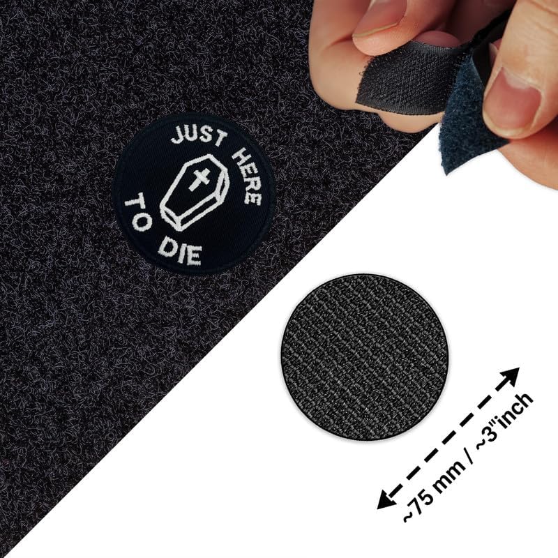 Dark Humor Hook and Loop Embroidered Patch – “Just Here to Die” Statement Badge image 4